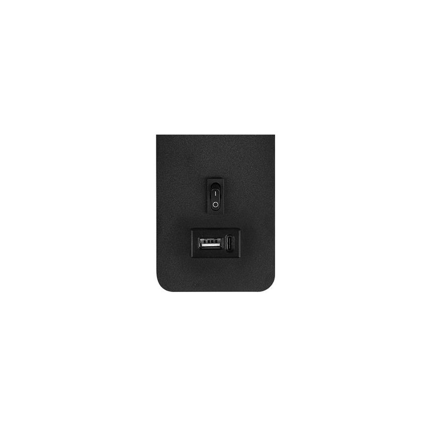 Zidna reflektorska svjetiljka s USB punjačem 1xG9/35W/230V crna/zlatna