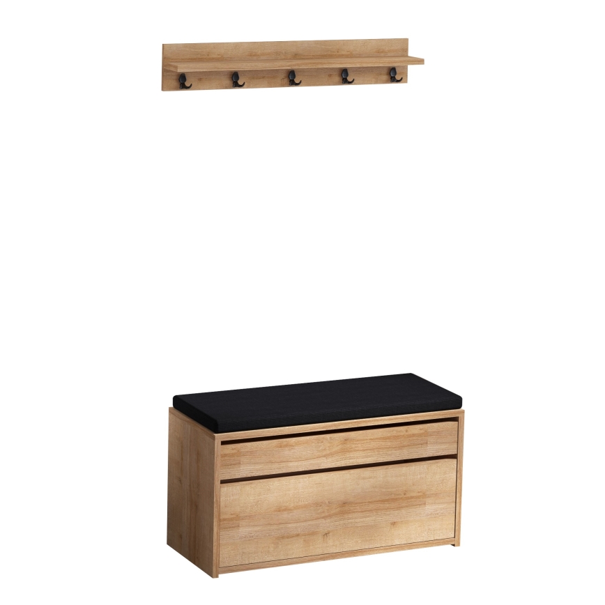 Zidna vješalica BOBY 15x80 cm + ormarić za cipele 42x80 cm smeđa/crna