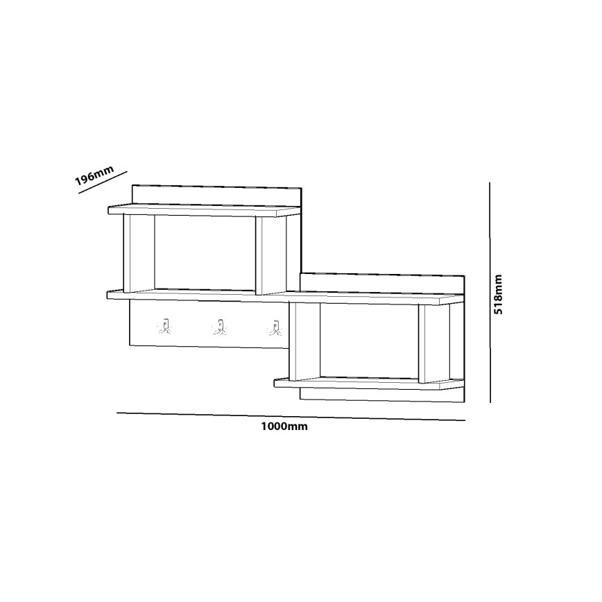 Zidna vješalica s policom NIZZA 51,8x100 cm bijela