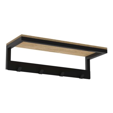 Zidni držač ručnika s policom 10x40 cm crna
