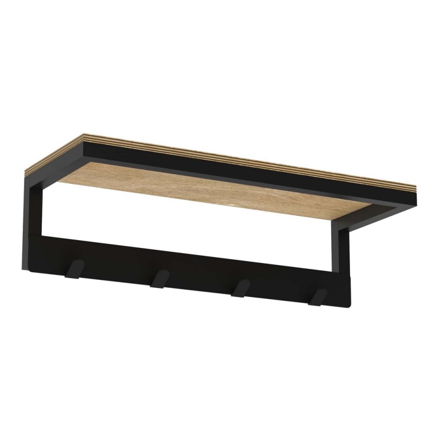Zidni držač ručnika s policom 10x40 cm crna