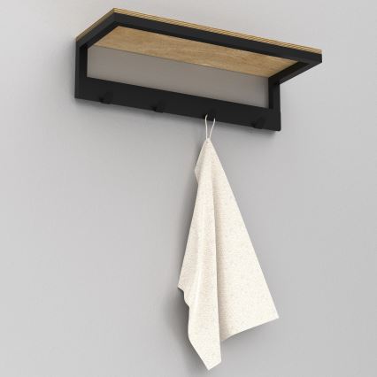 Zidni držač ručnika s policom 10x40 cm crna