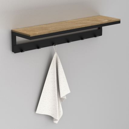 Zidni držač ručnika s policom 10x60 cm crna