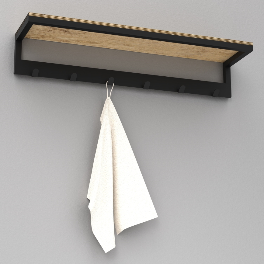 Zidni držač ručnika s policom 10x60 cm crna