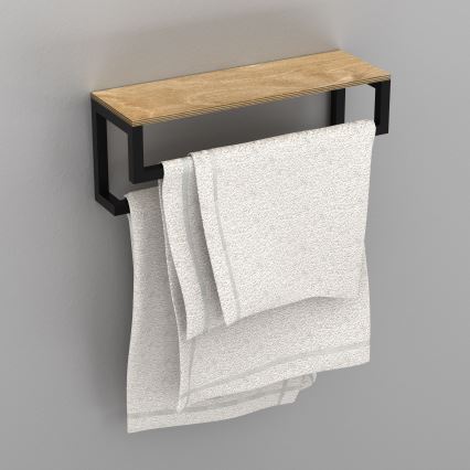 Zidni držač ručnika s policom 14x40 cm crna