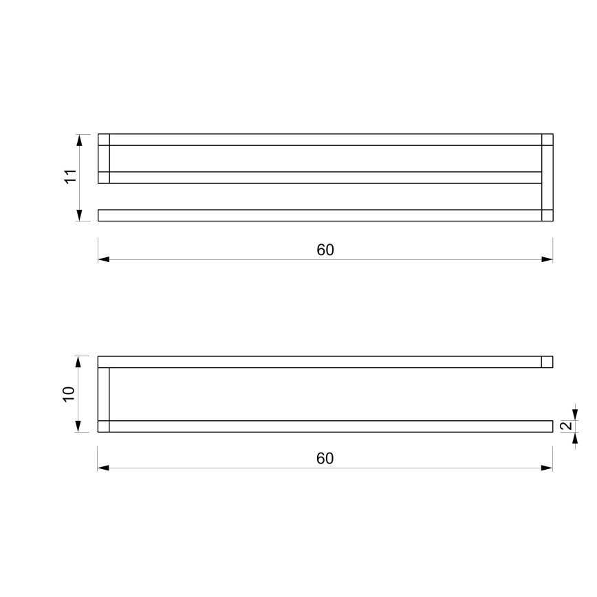Zidni držač za ručnike 10x60 cm bijela