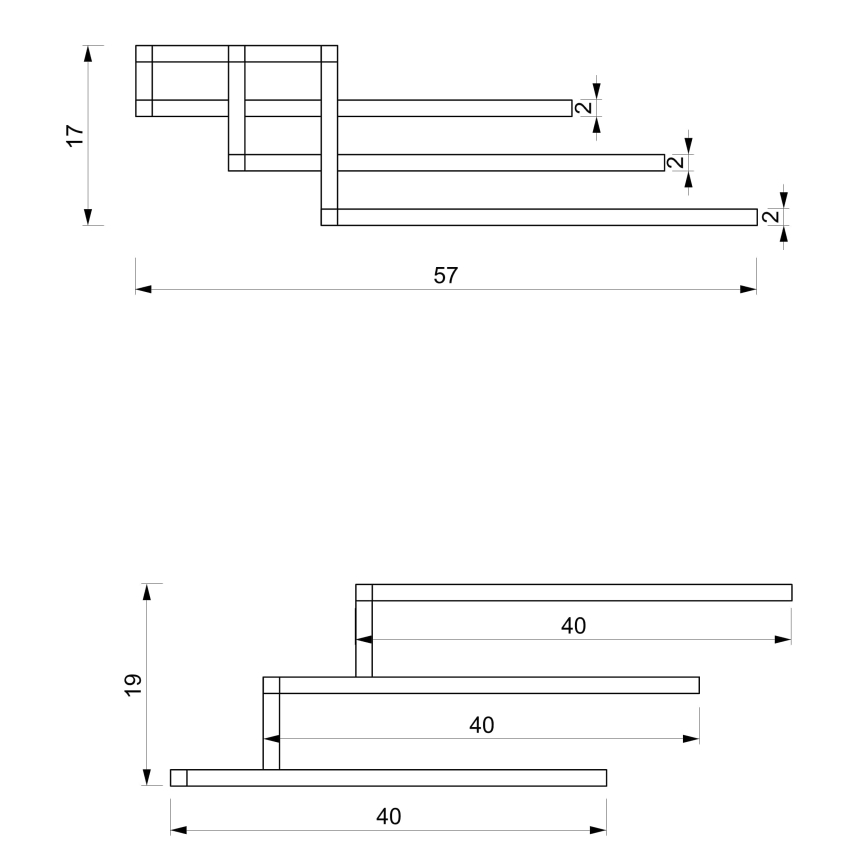Zidni držač za ručnike 19x58 cm crna