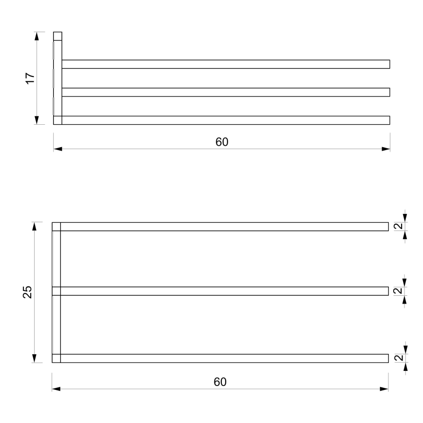 Zidni držač za ručnike 25x60 cm bijela