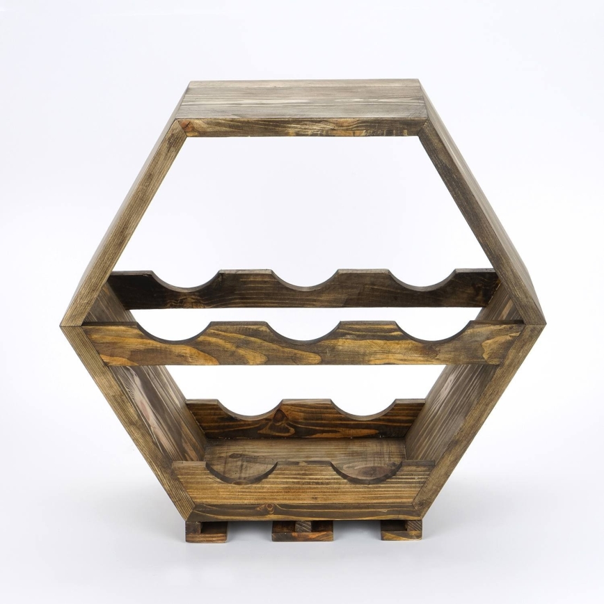Zidni držač za vino 46x42 cm smreka drvo/metal