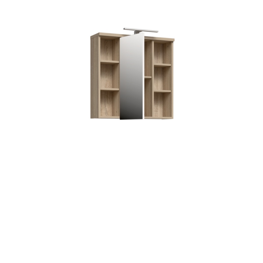 Zidni kupaonski ormarić s ogledalom VENOM bijela/hrast sonoma