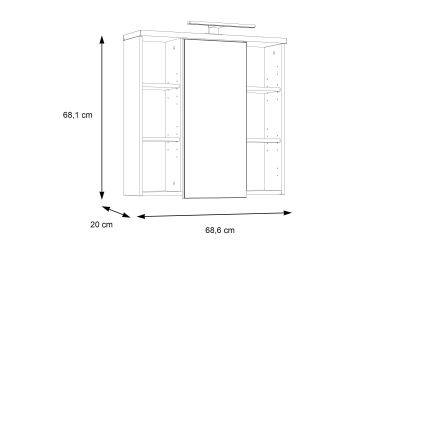 Zidni kupaonski ormarić s ogledalom VENOM bijela/hrast sonoma