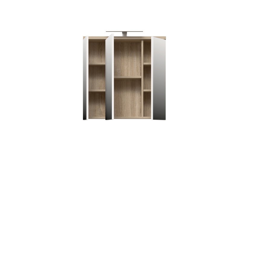 Zidni kupaonski ormarić s ogledalom VENOM, bijela/hrast sonoma