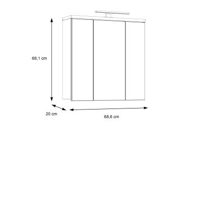 Zidni kupaonski ormarić s ogledalom VENOM, bijela/hrast sonoma
