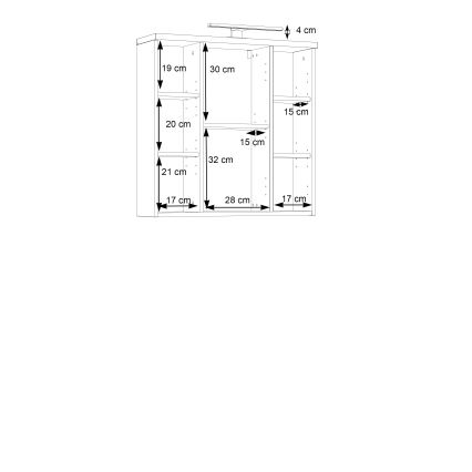 Zidni kupaonski ormarić s ogledalom VENOM, bijela/hrast sonoma