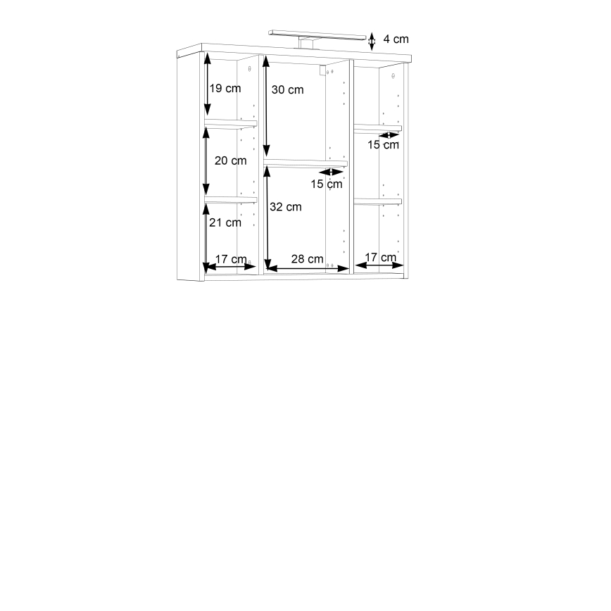 Zidni kupaonski ormarić sa zrcalom VENOM bijeli/sonoma hrast