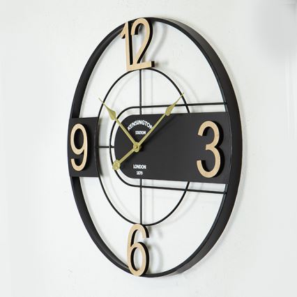 Zidni sat 1xAA promjer 60 cm crne boje