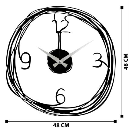 Zidni sat 48 cm 1xAA crna