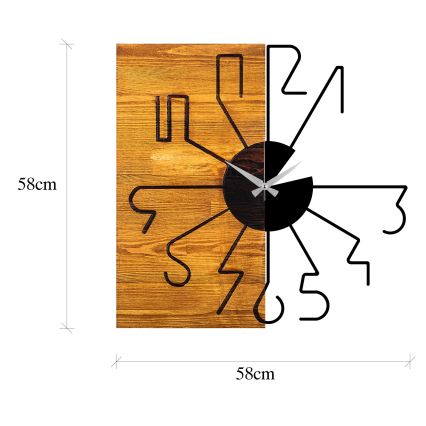 Zidni sat 58 cm 1xAA drvo/metal