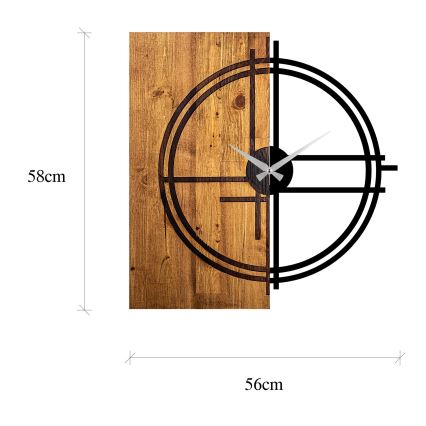 Zidni sat 58x56 cm 1xAA drvo/metal