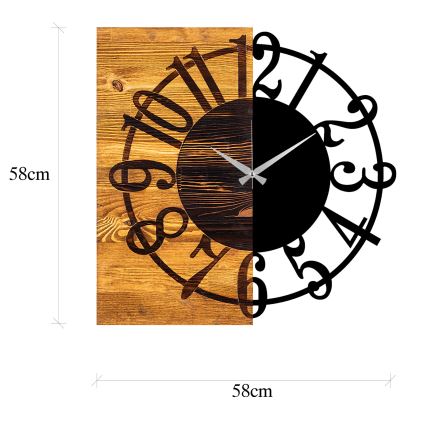 Zidni sat 58x58 cm 1xAA drvo/metal