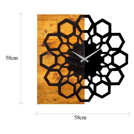 Zidni sat 58x58 cm 1xAA drvo/metal