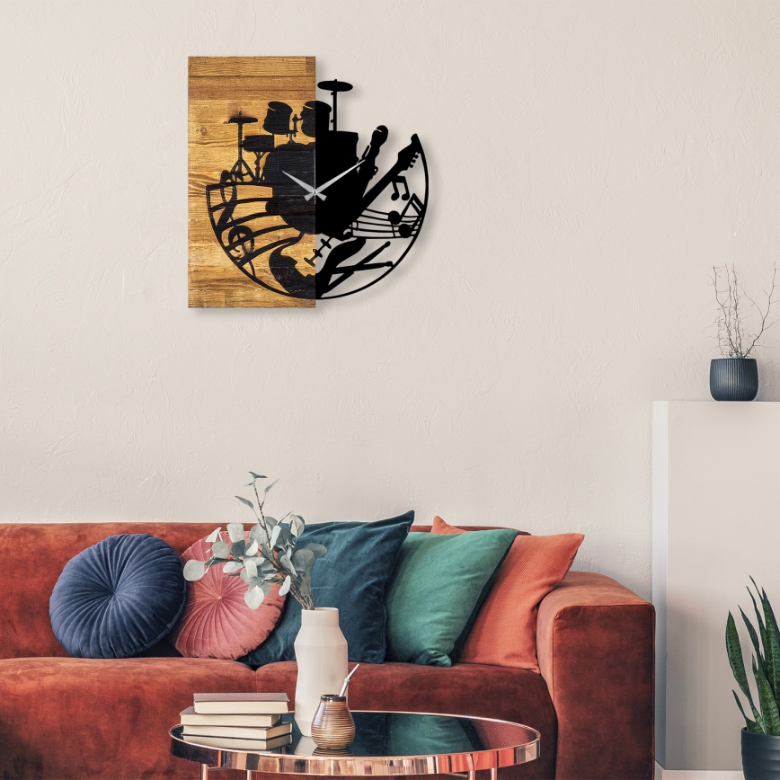 Zidni sat 60x58 cm 1xAA drvo/metal