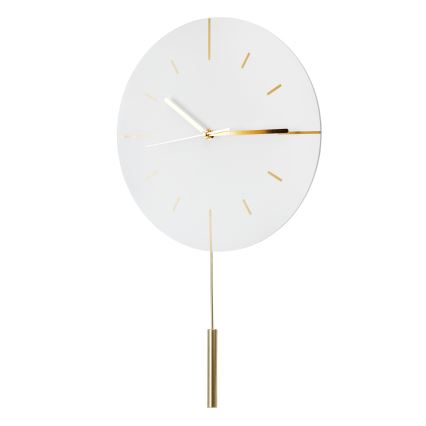 Zidni sat s klatnom pr. 30 cm 1xAA bijela/zlatna