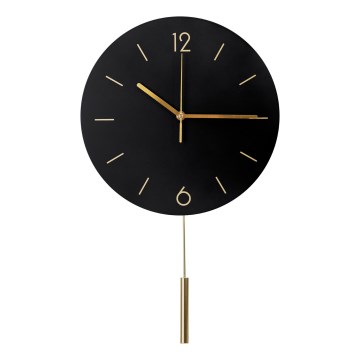 Zidni sat s klatnom promjera 30 cm 1xAA crno/zlatni
