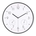 Zidni sat s termometrom i higrometrom, promjer 30,5 cm, 1x AA, crni