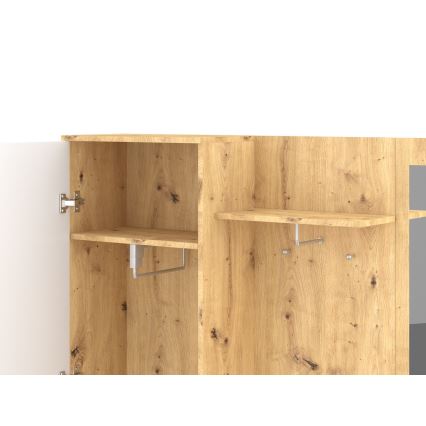 Zidni set za predsoblje s ogledalom NOLAN hrast artisan/bijela