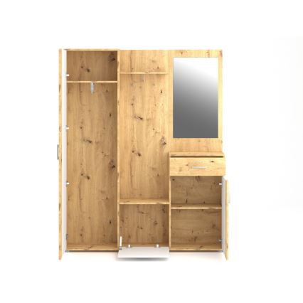 Zidni set za predsoblje s ogledalom NOLAN hrast artisan/bijela