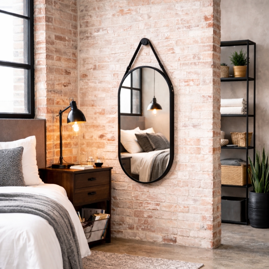 Zidno ogledalo BIBI 100 x 50 cm, crno