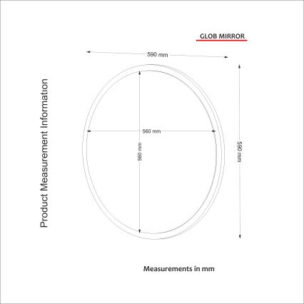 Zidno ogledalo GLOB pr. 59 cm bijela