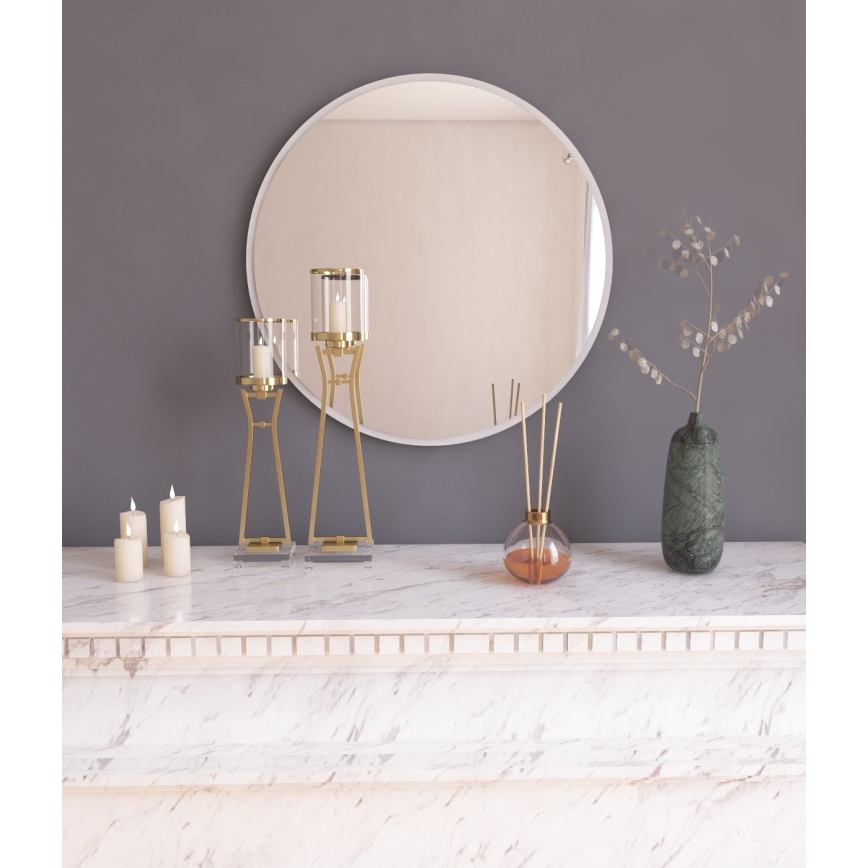Zidno ogledalo OZZE promjer 60 cm bijela