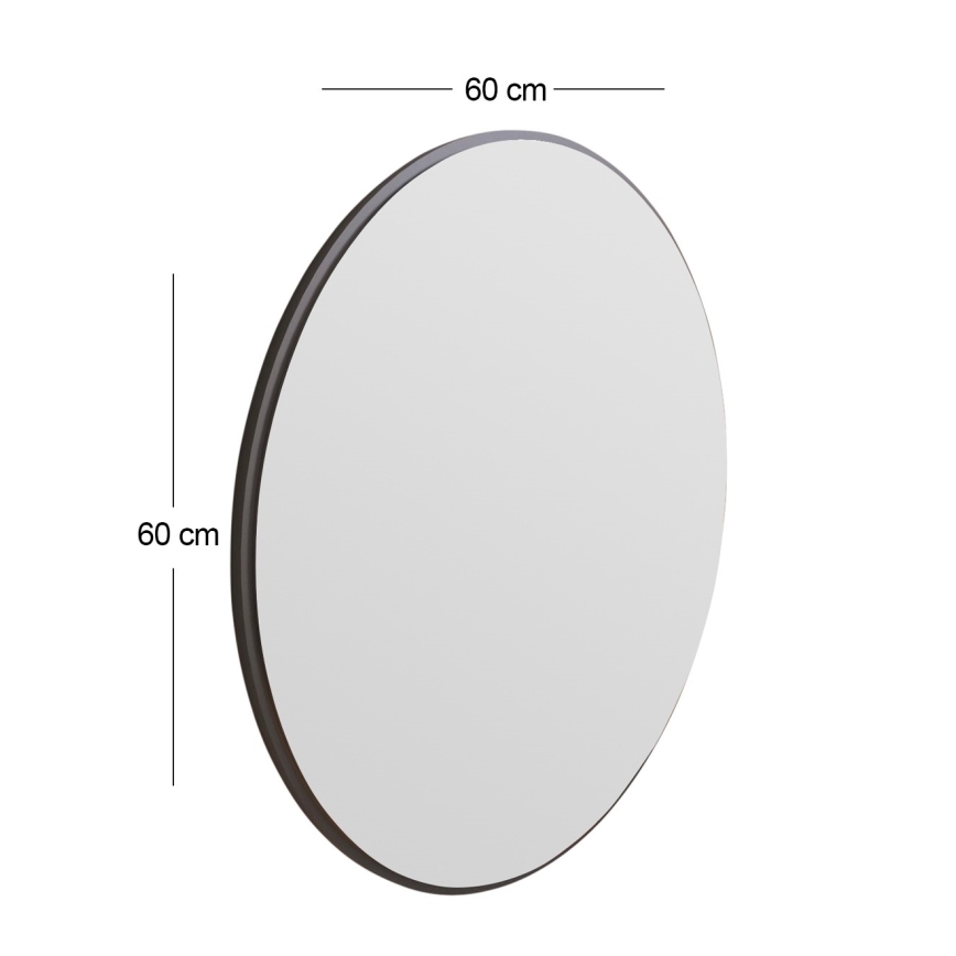 Zidno ogledalo OZZE promjera 60 cm crne boje