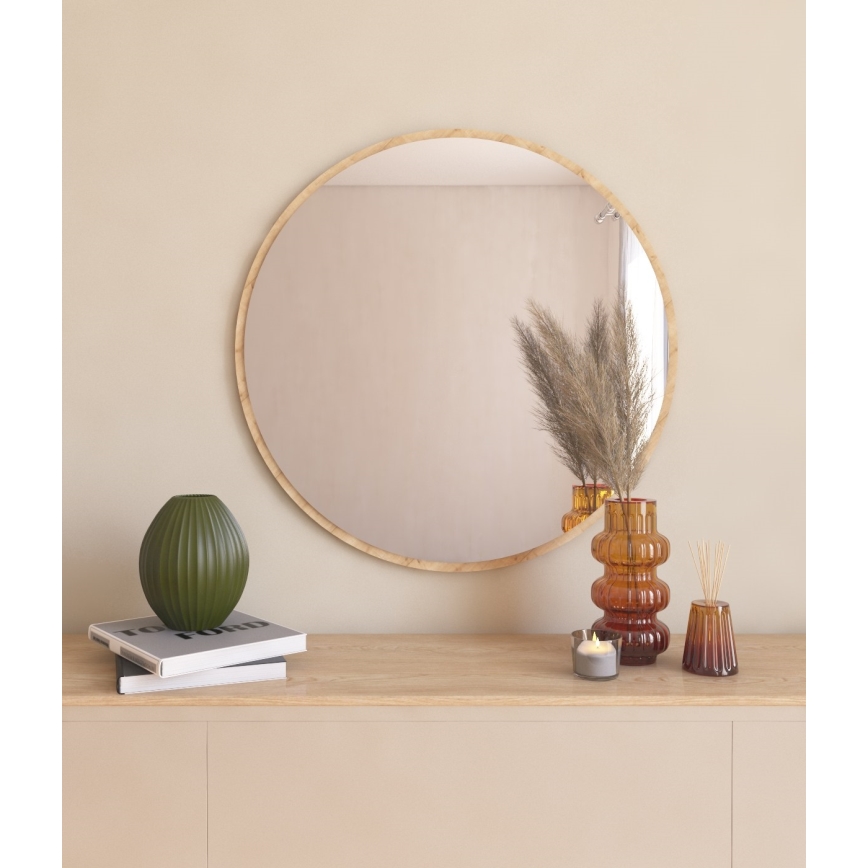 Zidno ogledalo OZZE promjer 60 cm smeđa