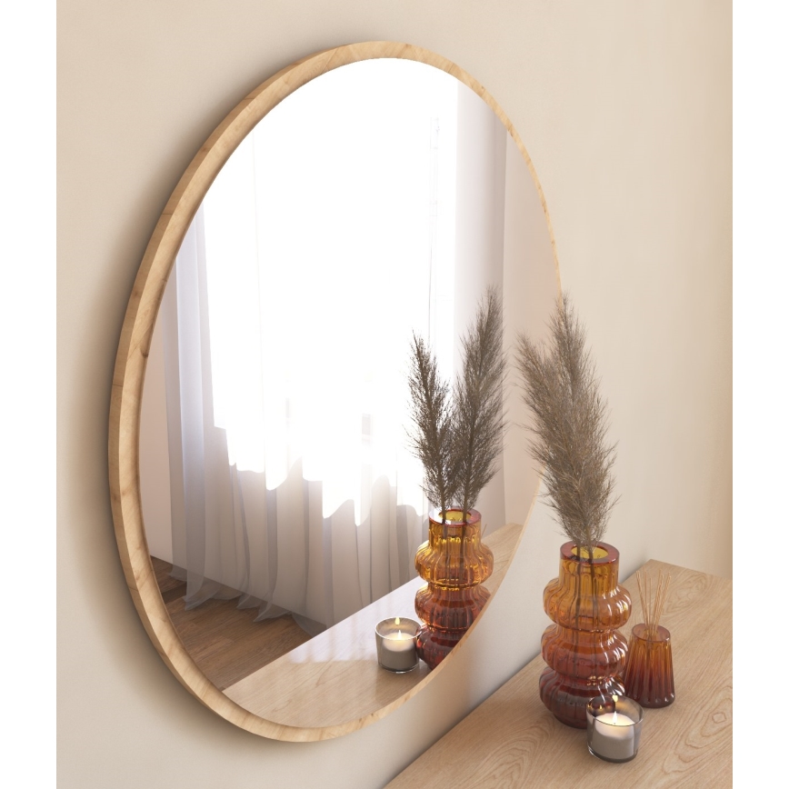 Zidno ogledalo OZZE promjer 60 cm smeđa