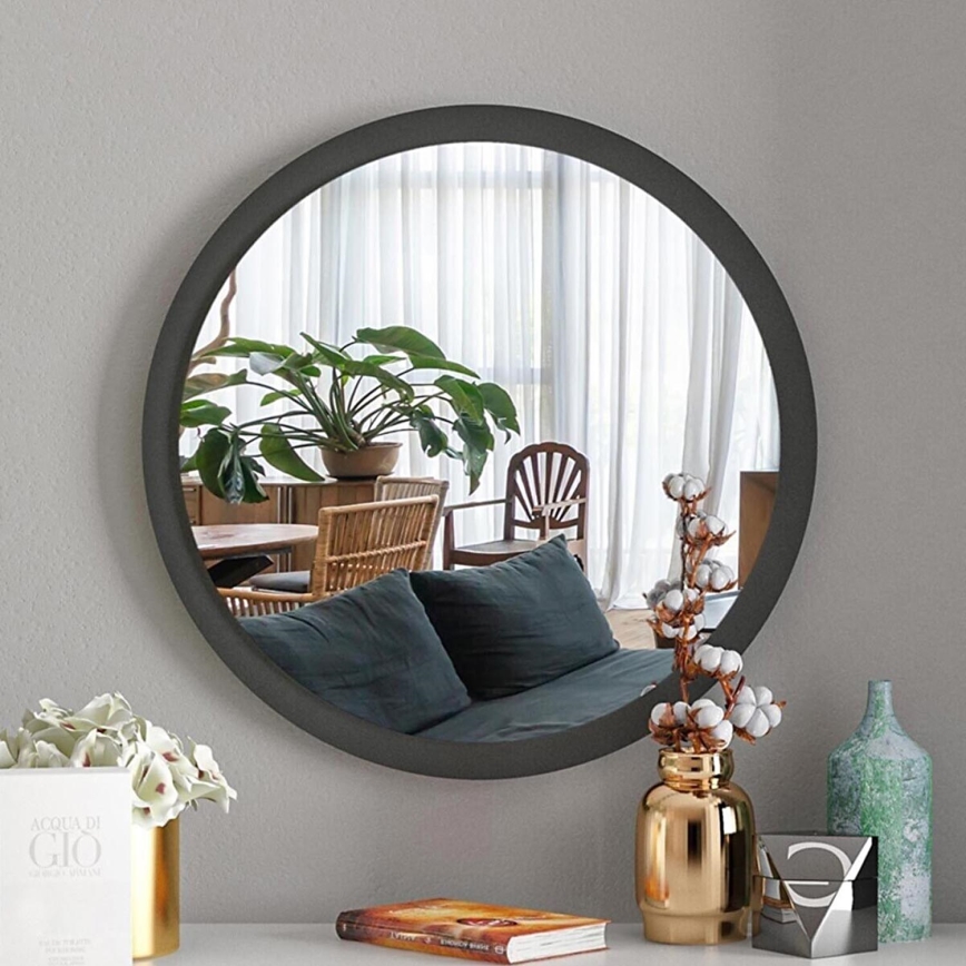 Zidno ogledalo promjera 45 cm crne boje