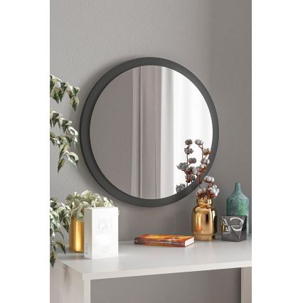 Zidno ogledalo promjera 45 cm crne boje