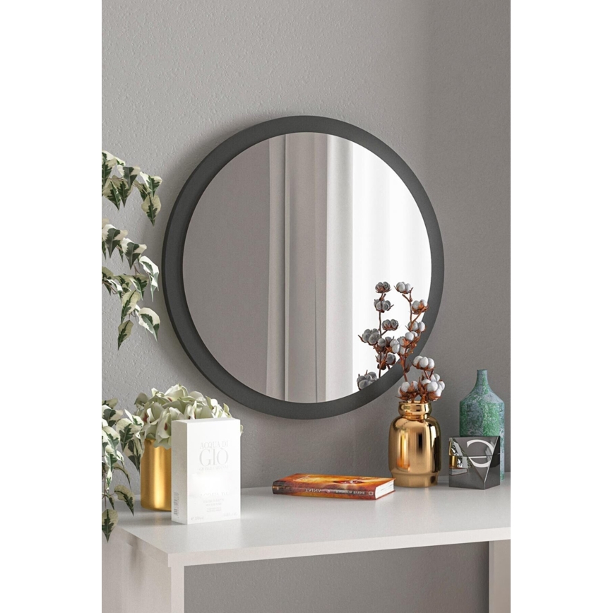 Zidno ogledalo promjera 45 cm crne boje