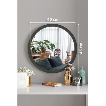 Zidno ogledalo promjera 45 cm crne boje