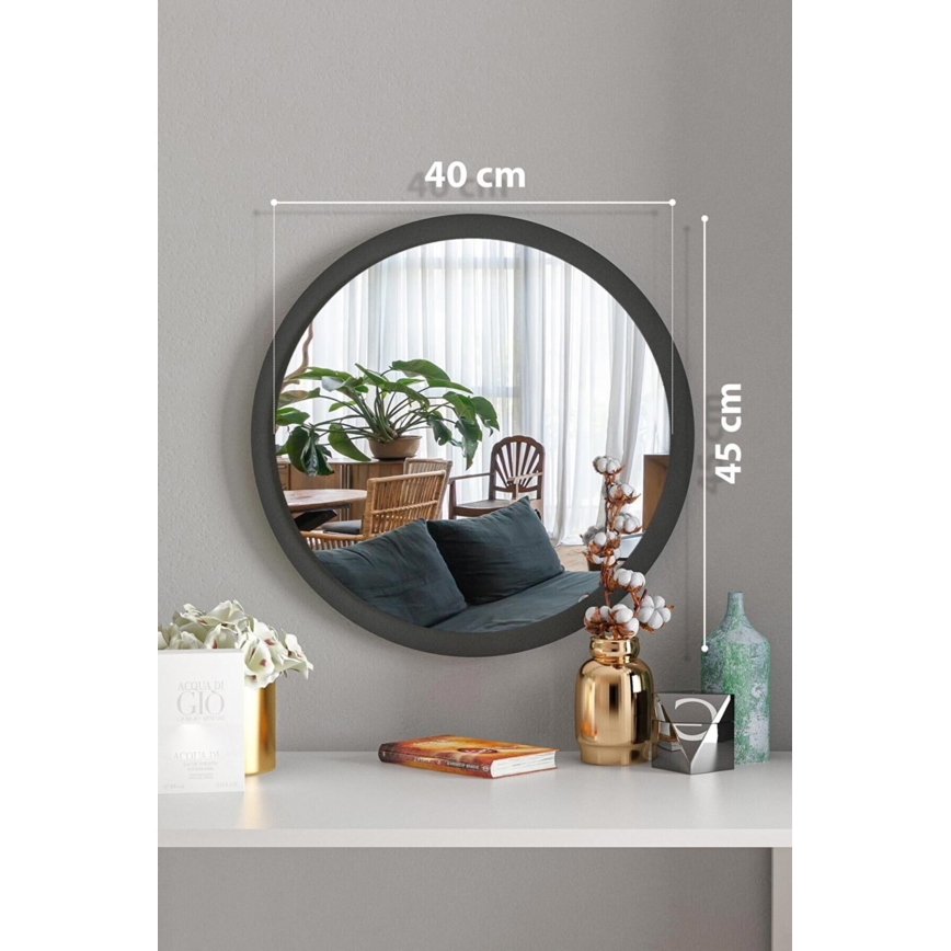 Zidno ogledalo promjera 45 cm crne boje