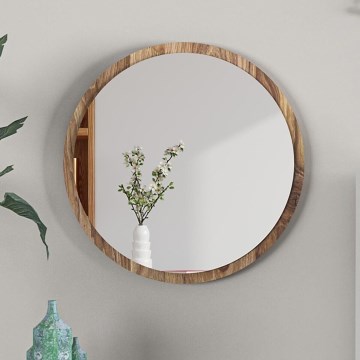 Zidno ogledalo promjera 45 cm, orah