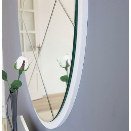 Zidno ogledalo promjera 60 cm bijelo