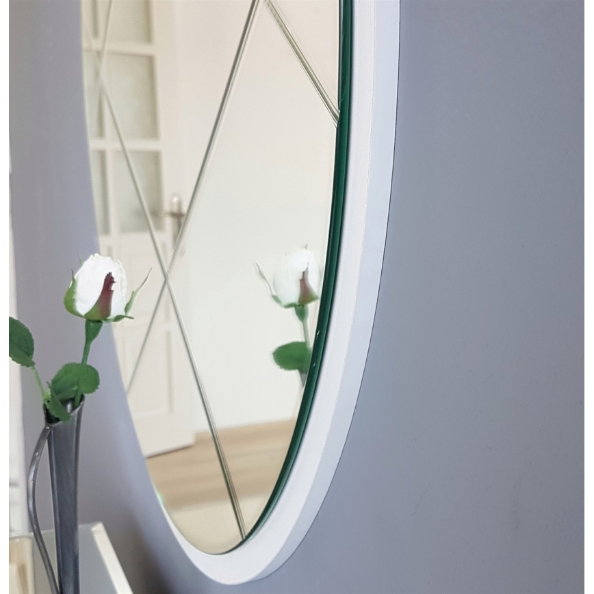 Zidno ogledalo promjera 60 cm bijelo