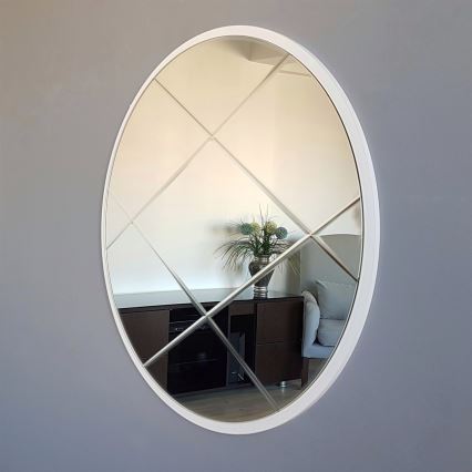 Zidno ogledalo promjera 60 cm bijelo