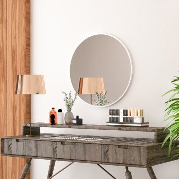 Zidno ogledalo ROYAL promjera 59 cm bijela