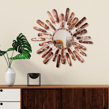 Zidno ogledalo SUN promjera 75 cm smeđa