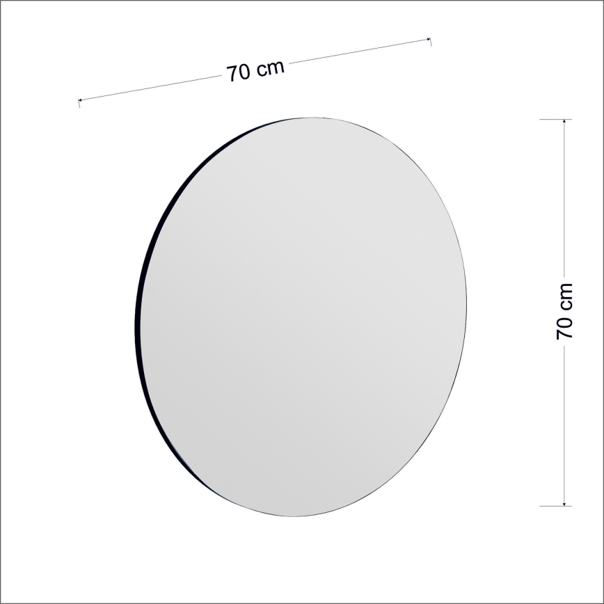 Zidno ogledalo ZEOS pr. 70 cm crna