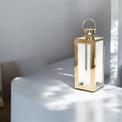 Zlatna dekorativna lanterna 38 cm